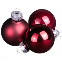 Article Boules en verre Noël en mélange Bordeaux Ø3cm 22 pcs
