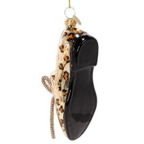 Article Ornement en verre en forme de chaussure à motif léopard, décoration pour sapin de Noël, 13 cm, lot de 2