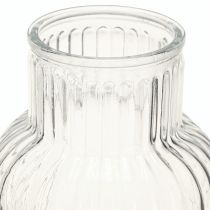 Article Vase en verre à fleurs avec rainures rétro transparent Ø13,5cm H20cm