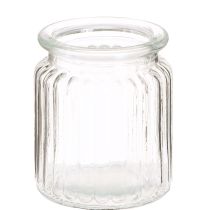 Article Vase en verre vase décoratif en verre transparent strié Ø8cm H9cm 6 pcs