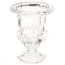 Article Vase en verre petit vase avec pied clair rétro Ø11cm H14cm
