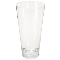 Article Vase conique en verre transparent Ø10cm H20cm