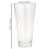 Article Vase conique en verre transparent Ø10cm H20cm