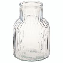 Article Vase à fleurs en verre bleu avec rainures Ø13,5cm H20cm