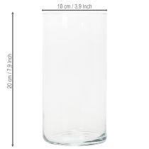 Article Grand vase en verre, cylindre de verre simple pouvant servir de vase à fleurs ou d'objet décoratif, 20 cm