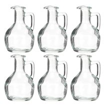 Article Mini vase/carafe à eau avec anse pour la table à manger, décoratif et fonctionnel, 12 cm, lot de 6