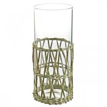 Vase en verre cylindre graminées tressées vase décoratif Ø8cm H21.5cm