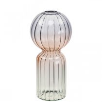 Vase en Verre Déco Vase Bleu Marron Clair Mini Vase Ø8cm H17cm