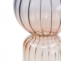 Article Vase en Verre Déco Vase Bleu Marron Clair Mini Vase Ø8cm H17cm
