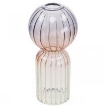 Article Vase en Verre Déco Vase Bleu Marron Clair Mini Vase Ø8cm H17cm