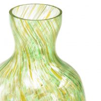 Article Vase en verre vase à fleurs décoratif en verre vert jaune Ø10cm H18cm