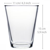 Article Vase en Verre Conique Transparent Ø11cm H15cm