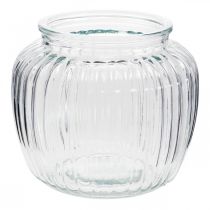 Article Vase en verre vase strié verre Ø14cm H13cm 2pcs