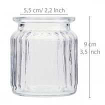 Article Vase en verre vase strié verre Ø7,5cm H9cm 4pcs
