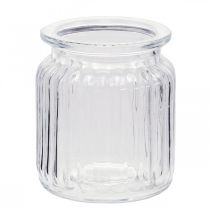 Article Vase en verre vase strié verre Ø7,5cm H9cm 4pcs