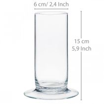 Article Vase en verre avec socle, transparent, Ø6cm, H15cm