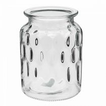 Article Vase en verre à motif, lanterne verre clair H15cm Ø11cm 2pcs