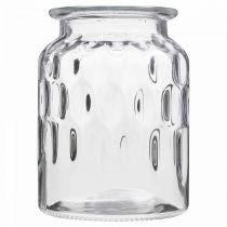 Article Vase en verre à motif, lanterne verre clair H15cm Ø11cm 2pcs