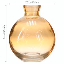 Article Vases en verre bulbeux mini vases décoratifs orange Ø7,5cm H9cm 6 pcs