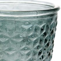 Lanterne avec pied, tasse en verre, verre décoratif gris Ø10cm H18,5cm