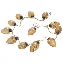 Article Guirlande de cônes en verre à suspendre, décoration de Noël dorée 120cm