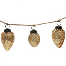 Article Guirlande de cônes en verre à suspendre, décoration de Noël dorée 120cm