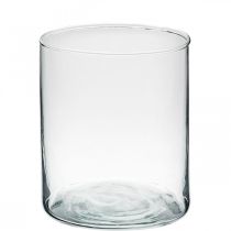 Vase en verre rond, cylindre en verre transparent Ø9cm H10.5cm