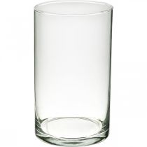 Vase en verre rond, cylindre en verre transparent Ø9cm H15,5cm