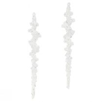 Article Glaçons pailletés à suspendre décoration d&#39;hiver blanc 24cm 8pcs