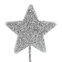 Étoile scintillante argent 5cm sur le fil L22cm 48pcs