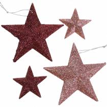Article Mélange rose étoiles scintillantes 9,5/5cm 18 pcs