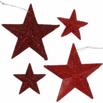 Article Étoile scintillante rouge mix 9,5/5cm 18 pcs
