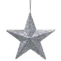 Article Lot de 18 étoiles décoratives argentées avec paillettes - 9,5 cm et 5 cm