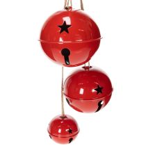 Article Clochettes décoratives en métal rouge, lot de 3, 14 x 12 x 8 cm