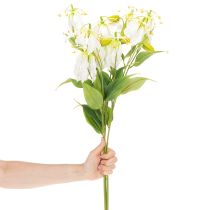Article Fleur artificielle Gloriosa, blanche et jaune, élégante branche fleurie décorative, 80 cm, lot de 3