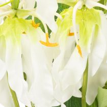 Article Fleur artificielle Gloriosa, blanche et jaune, élégante branche fleurie décorative, 80 cm, lot de 3