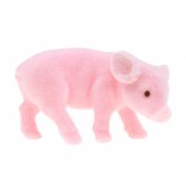 Cochon porte-bonheur rose floqué 9cm 6pcs