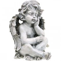 Figurine ange assis Gris Décoration funéraire Gris 24 cm