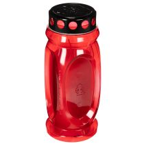 Article Bougie funéraire rouge, couvercle noir, bougie commémorative 4 jours 23 cm