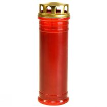 Bougie funéraire plastique rouge 5 jours Ø7,5cm H23cm