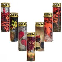 Bougies funéraires bougies deuil motifs automne couleur Ø6cm H20cm 6 pièces