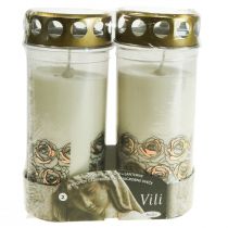 Article Bougies funéraires roses blanches lumière de deuil lumière commémorative Ø7cm H18cm 90h 2pcs