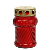 Article Lampe funéraire en verre rouge Ø7cm H13cm 8pcs