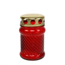 Article Bougies funéraires en verre rouge Ø6cm H11cm 12 pcs