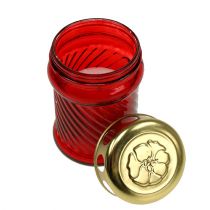 Article Bougies funéraires en verre rouge Ø6cm H11cm 12 pcs