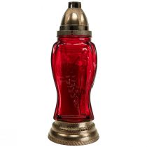 Lampe funéraire gravure sur verre ange lanterne funéraire rouge Ø11cm H28.5cm