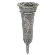 Article Vase tombe avec plume gris 25.5cm 2pcs