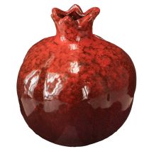 Article Vase décoratif grenade en céramique rouge marron Ø10,5cm H12cm
