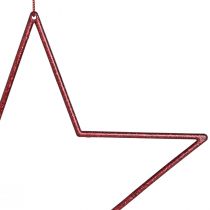 Article Grandes étoiles décoratives rouges à suspendre avec paillettes 24 cm 6 pcs