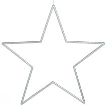 Article Grandes étoiles décoratives décoration pailletée argentée à suspendre 24cm 6 pcs